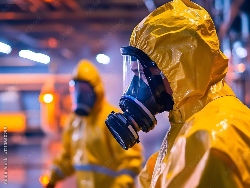 Aufkleber workers in protective gear navigate an industrial setting, highlighting safety measures and protocol