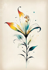 illustrazione a tema astratto ornamentale di fiore in colori sgargianti