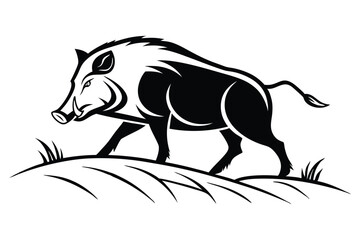 minimalist wild boar logo design