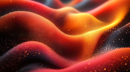 Fototapeta premium Abstract Red Orange Gold Particle Wave Background