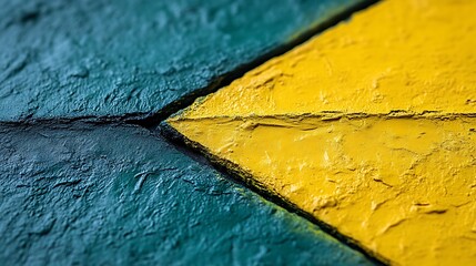 Abstract Textured Yellow and Teal Paint Surface