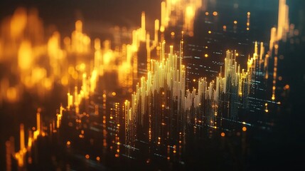 Fototapeta premium Glowing financial chart with rising trends, symbolic of growth and success, highly detailed, sleek and professional, vibrant and dynamic, modern and economic atmosphere