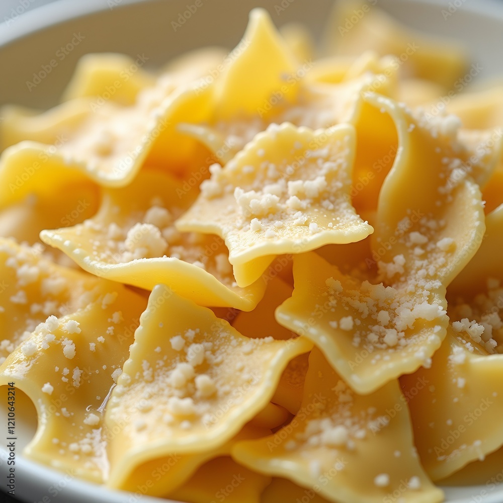 Poster the image is a close-up of a plate of pasta. the pasta appears to be fusilli, which is a type of bow