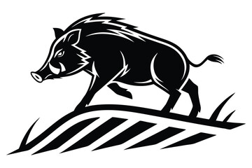 minimalist wild boar logo design