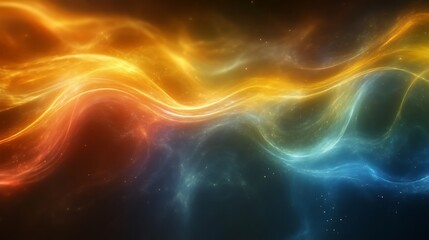 Obraz premium Abstract Cosmic Waves of Orange and Blue Light