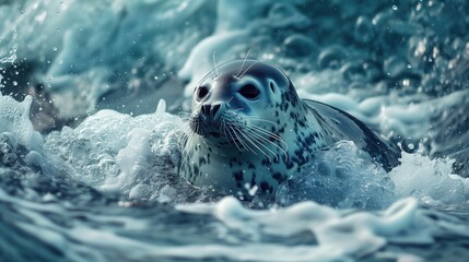 Fototapeta premium Atlantic Seal in the water