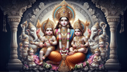 Baby Ganesh and Mother Goddess Parvati