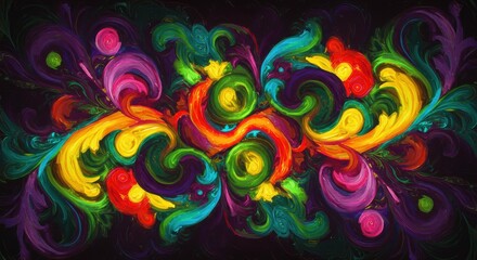 Abstract Whirlwind of Color:  A vibrant abstract artwork bursting with swirling, vibrant colors creating a dynamic and captivating visual symphony.  
