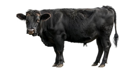 Angus cattle breed black or red designed for beef production isolated on transparent background