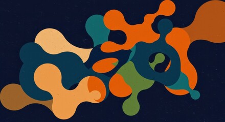 Abstract Fluid Forms: A mesmerizing interplay of organic shapes in autumnal hues—burnt orange,...