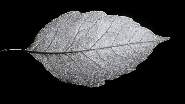 Skeletonized leaf on black background.
