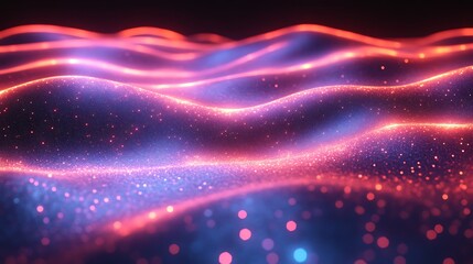 Fototapeta premium Glittering Waves Of Red And Blue Light Energy