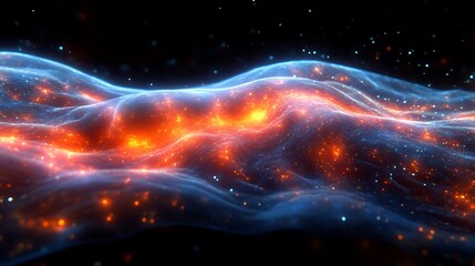 Obraz premium Abstract glowing cosmic nebula wave of fire and ice