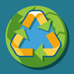 Obraz premium recycle symbol on green background