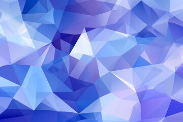 Obraz premium Abstract background of geometric shapes on a white base, in shades of blue, denim, purple, midnight blue, lilac, hydrangea, and orchid. Intertwined in fluid, divine outlines.