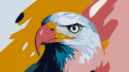 Fototapeta premium Artistic depiction of a powerful eagle with vibrant colors reflecting its majesty and strength in the natural world
