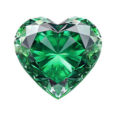Fototapeta premium green emerald diamond gem heart, soft focus isolated on the transparent background