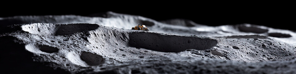 Miniature Rover on Cratered Surface