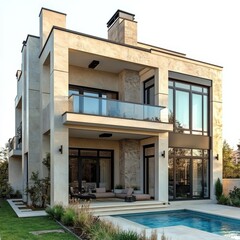 Fototapeta premium Elegant contemporary architecture adorned with minimalist geometric lines