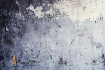Artistic Abstract Blue and White Textured Wall with Dramatic Weathered Effects : Generative AI