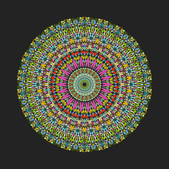Round colorful floral ornament pattern mandala - abstract ornamental ornate vector art from geometric shapes