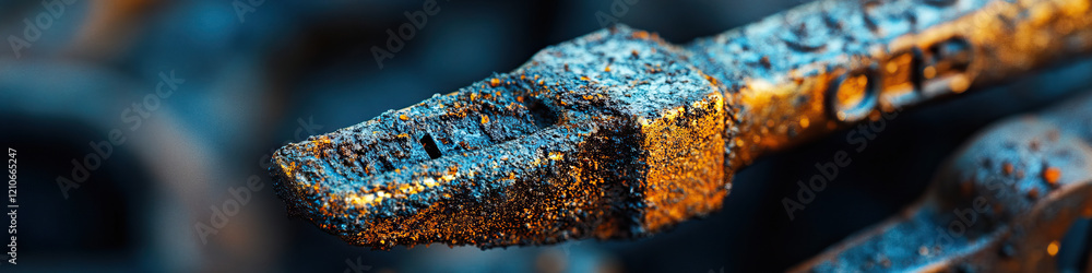 Poster close-up view of a textured metallic object