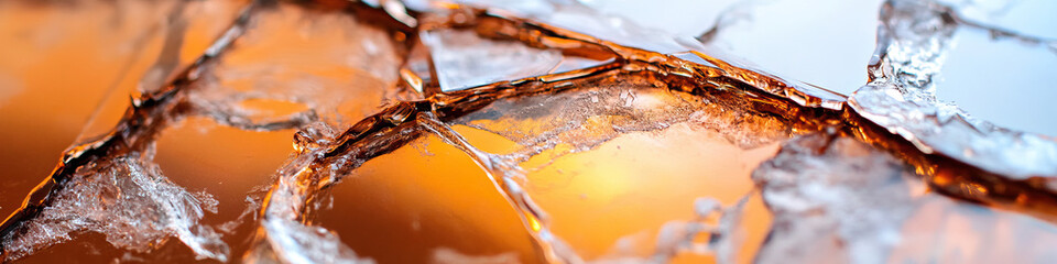 Fractured Translucent Material with Amber and Transparent Sections