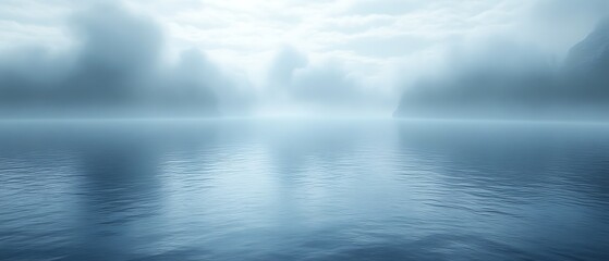 Obraz premium Misty lake, mountains reflection.