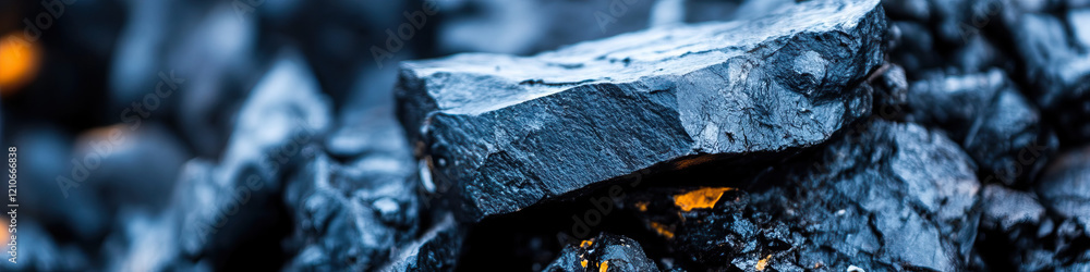 Wall mural Close-up of Coal Lumps with Ember Glows