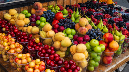 various fruits and berries sold by street vendors throughout Georgia.
