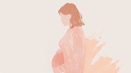 Female figure in profile with watercolor brush strokes in soft tones, minimalist background