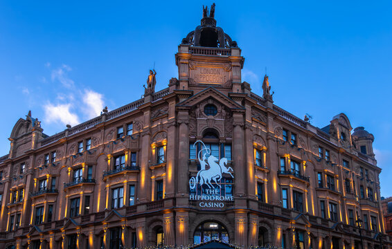 London, United Kingdom - November 25, 2024: The London Hippodrome Casino in the vibrant area of Leicester Square