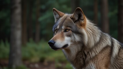 Fototapeta premium A grey wolf Canis lupus