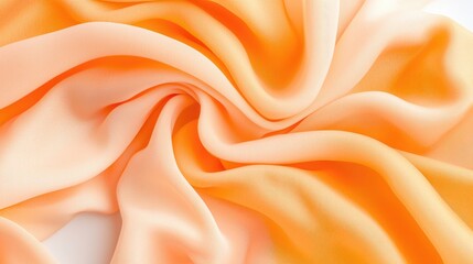 Obraz premium Peach silk fabric texture, draped folds, soft light, background blur, textile design