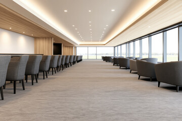 A large room with many chairs and couches