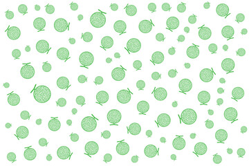 Green Melon, Green Nutmeg Melon, Cucumis melo fruit seamless background texture, freshness fruit and drink, gift, present box paper, backdrop