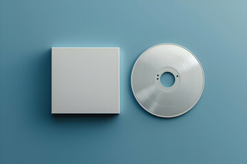A simple and clean mockup of a blank CD and its case, ideal for showcasing your design or branding.