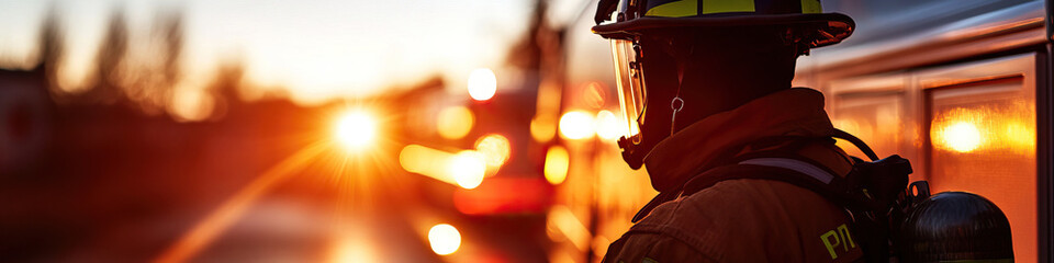 Firefighter Silhouette at Sunset