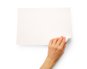 Woman's hand turning over paper