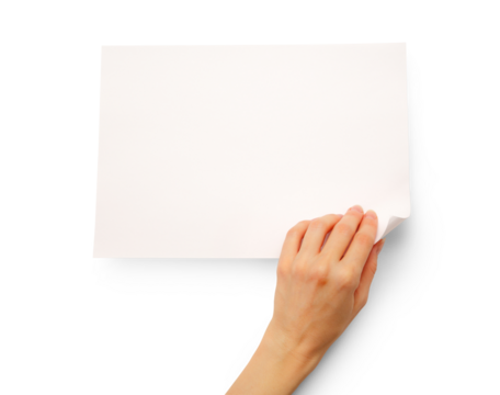 Woman's hand turning over paper