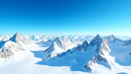 Majestic snowcapped mountain range under a clear blue sky