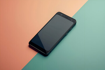 A sleek, dark smartphone mockup set against a contrasting background for tech product presentations.