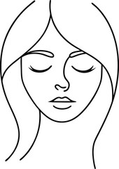 Serene Woman Face Line Art Drawing Minimalist Illustration