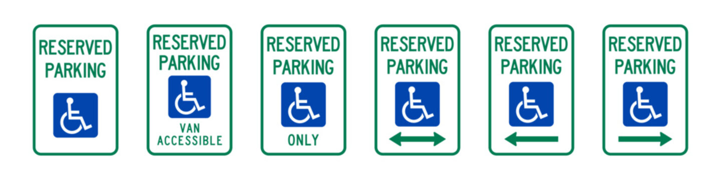 Handicap reserved parking sign set