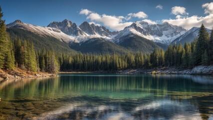 Serene reflection tranquil mountain lake