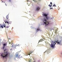 Elegant watercolor floral design featuring soft hues and delicate petals in a tranquil arrangement. Generative AI