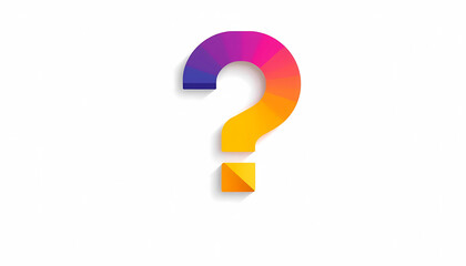 Vibrant Geometric Question Mark with Colorful Shapes, White Background
