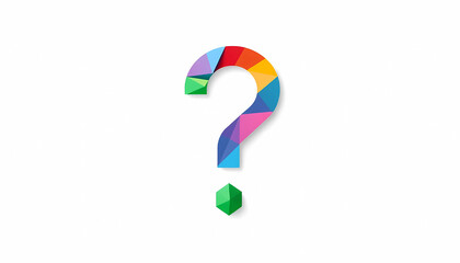 Vibrant Geometric Question Mark with Colorful Shapes, White Background