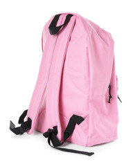 One stylish pink backpack isolated on white