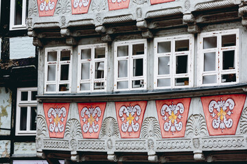 Fachwerkfassade in Quedlinburg, Sachsen-Anhalt, Harz